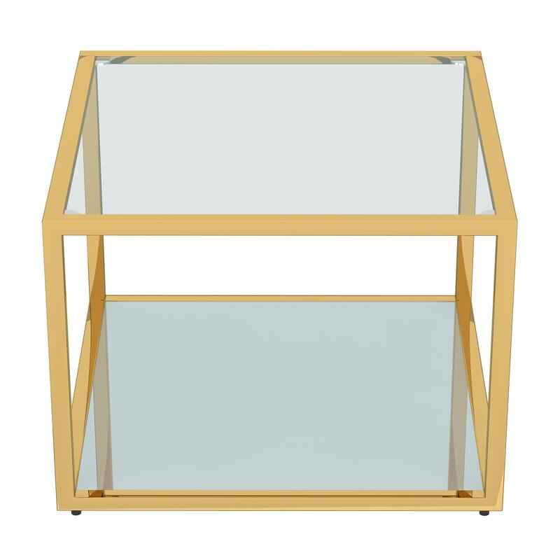 Contemporary Metal and Glass Small Square Coffee Table