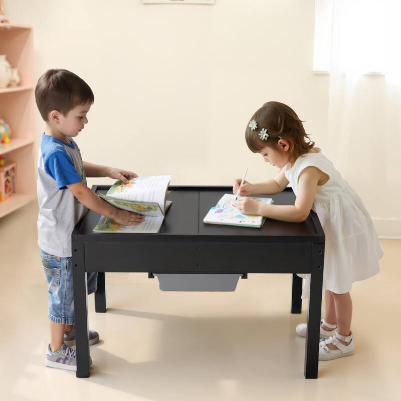 Kids Wooden Activity Table with Double-Sided Tabletop - 31.89 x 21.77 x 19.76 in