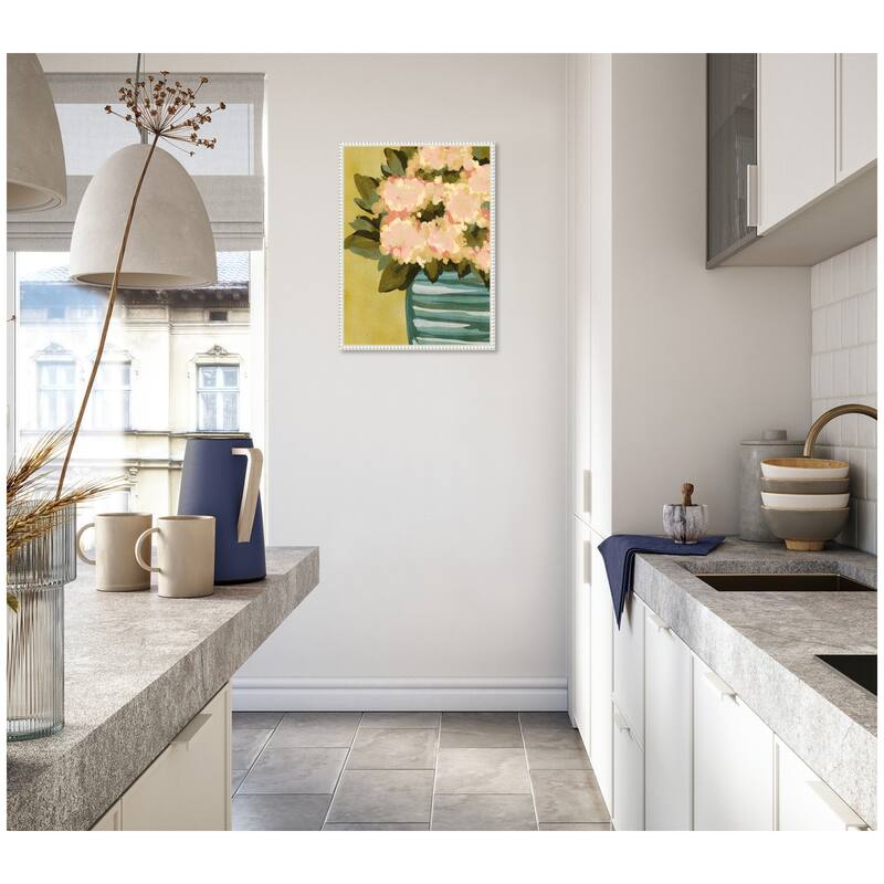 Kate and Laurel Sylvie Blush Blossoms Framed Canvas by Nikita Jariwala