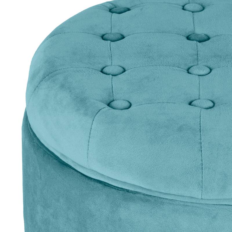 Carson Carrington Hare Round Button-tufted Storage Ottoman
