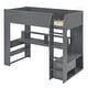 preview thumbnail 9 of 16, Twin/Full Size Loft Bed Frame with Desk,LED Light and Charging Station