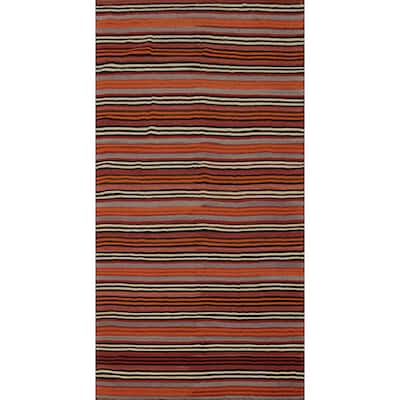 Hand Woven Oriental 100% Wool Carpet Southwestern Geometric Multi-Colored Kilim Area Rug - 10' 7'' X 4' 7''