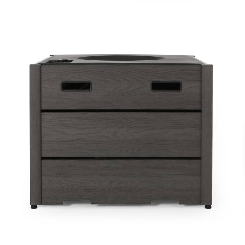 Roomfitters Outdoor Square Propane Fire Pit Table, 31'' WPC Base Gas Fireplace with 40,000 BTU Burner and Lava Rocks