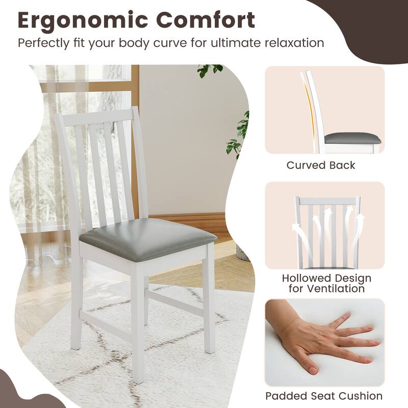 Gymax Wooden Dining Chair Set of 4 w/Rubber Wood Frame & Padded Seat &