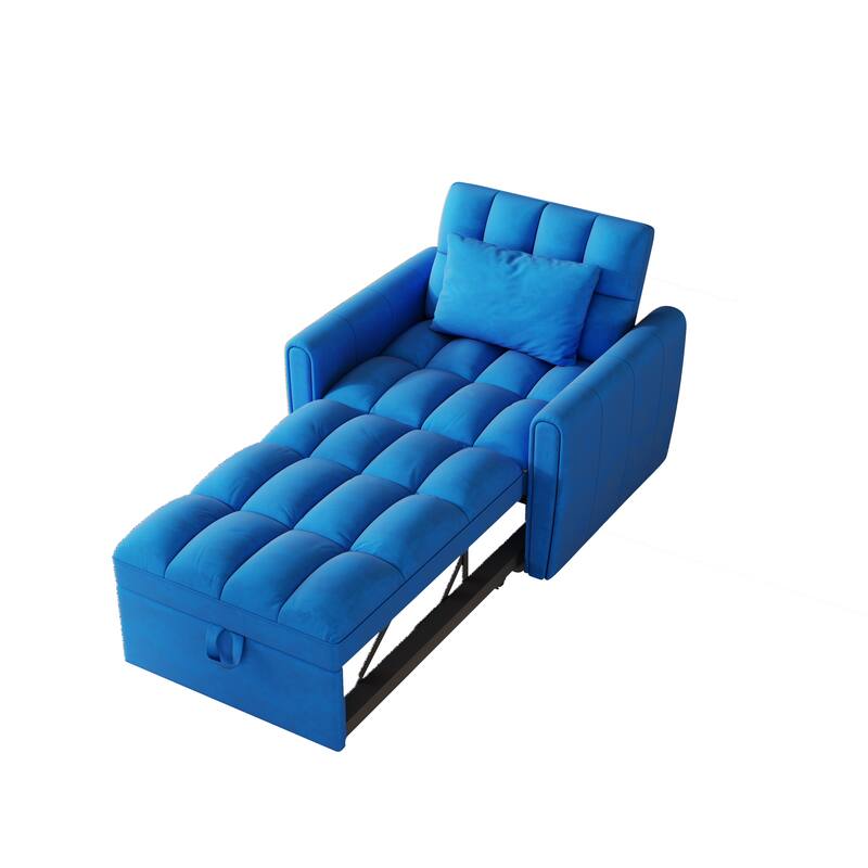 38.2-inch foldable large-size sofa bed, modern velvet single sofa, sofa bed with adjustable backrest