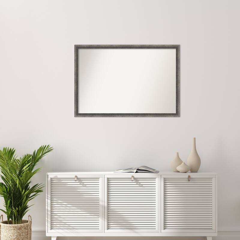 Burnished Concrete Narrow Non-Beveled Wood Framed Wall Mirror - Burnished Concrete Narrow