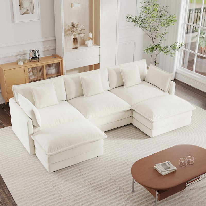 Cloud Chenille Upholstered Modular Sectional Sofa with DIY Combination Design