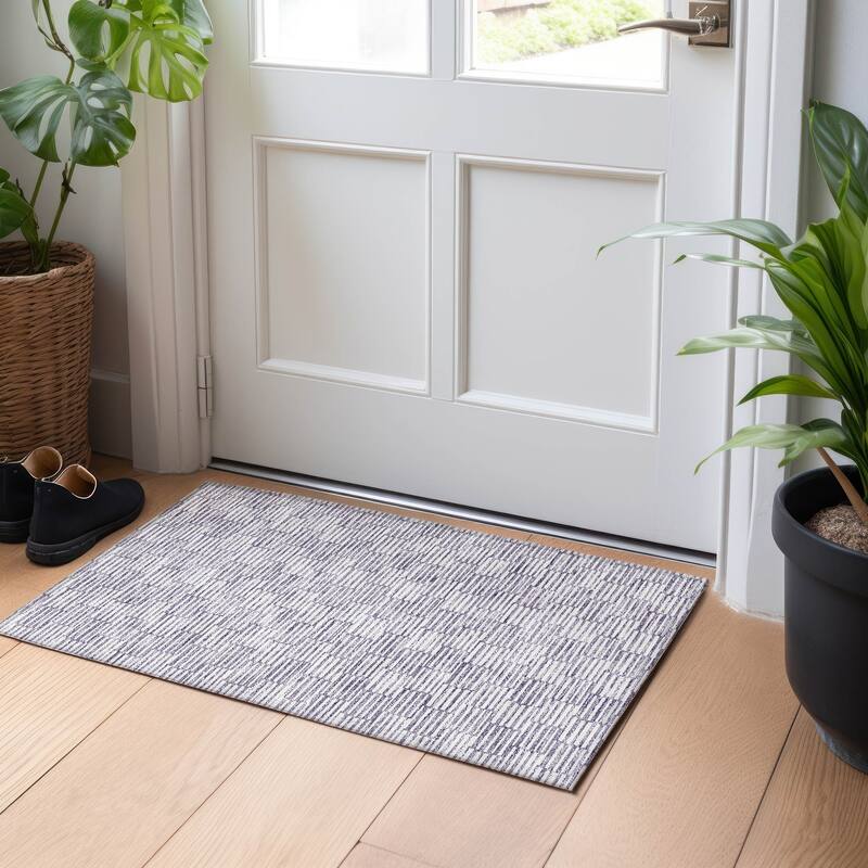 Machine Washable Indoor/ Outdoor Chantille Stripe Blocks Rug
