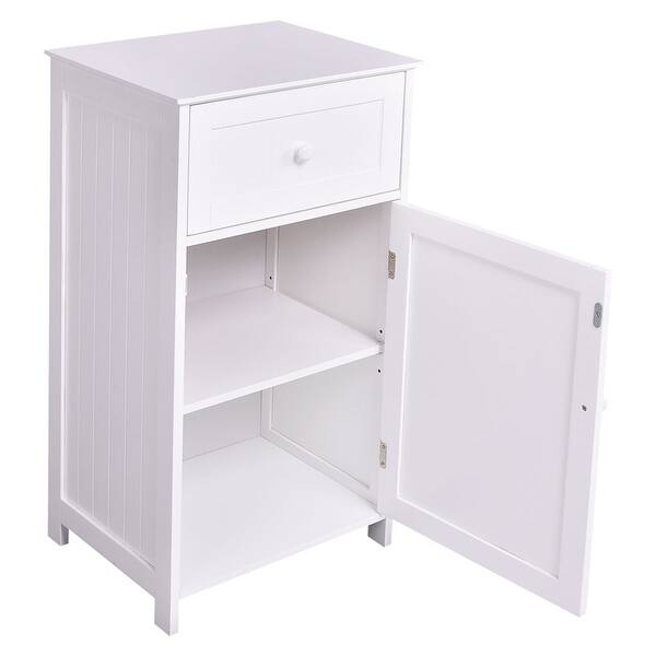 Shop Costway White Floor Storage Cabinet Bathroom Organizer Cupboard Drawer Overstock 20596395
