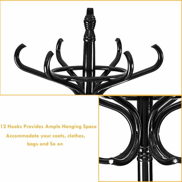 Shop Gymax Wood Standing Hat Coat Rack Jacket Bag Hanger Tree 12