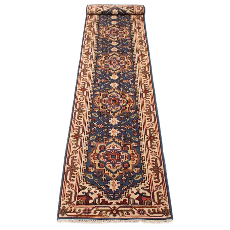ECARPETGALLERY Hand-knotted Serapi Heritage Navy Wool Rug - 2'7 x 17'8
