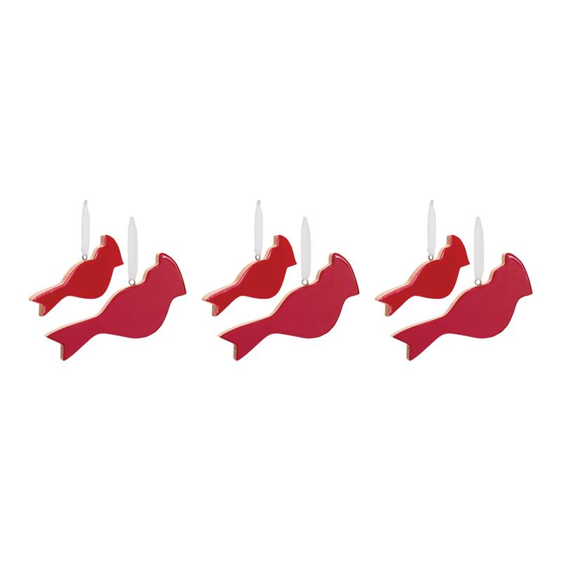 Set of 6 Glass Cardinal Christmas Ornaments 8"