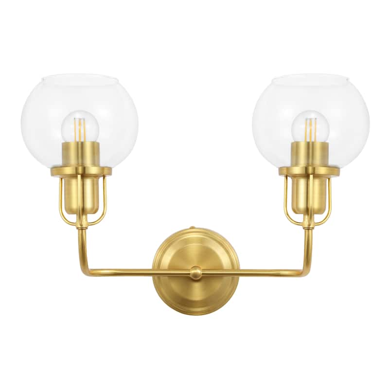 SAFAVIEH Lighting Shinobu Wall Sconce - 16" W x 7" D x 12" H - 16Wx7Dx12H - Satin Brass/Clear