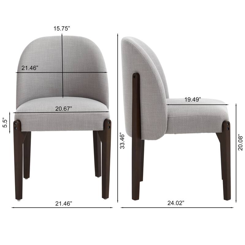 Wooden Dining Chairs Set of 2, Fabric Upholstered Dining Room Chair Kitchen Chairs, Farmhouse Dinner Chair