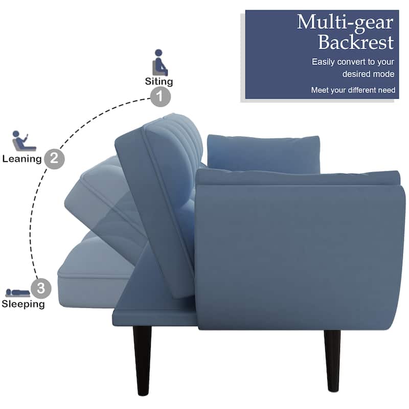 57" Velvet Sofa with Adjustable Backrest - Bed Conversion for Living or Guest Rooms