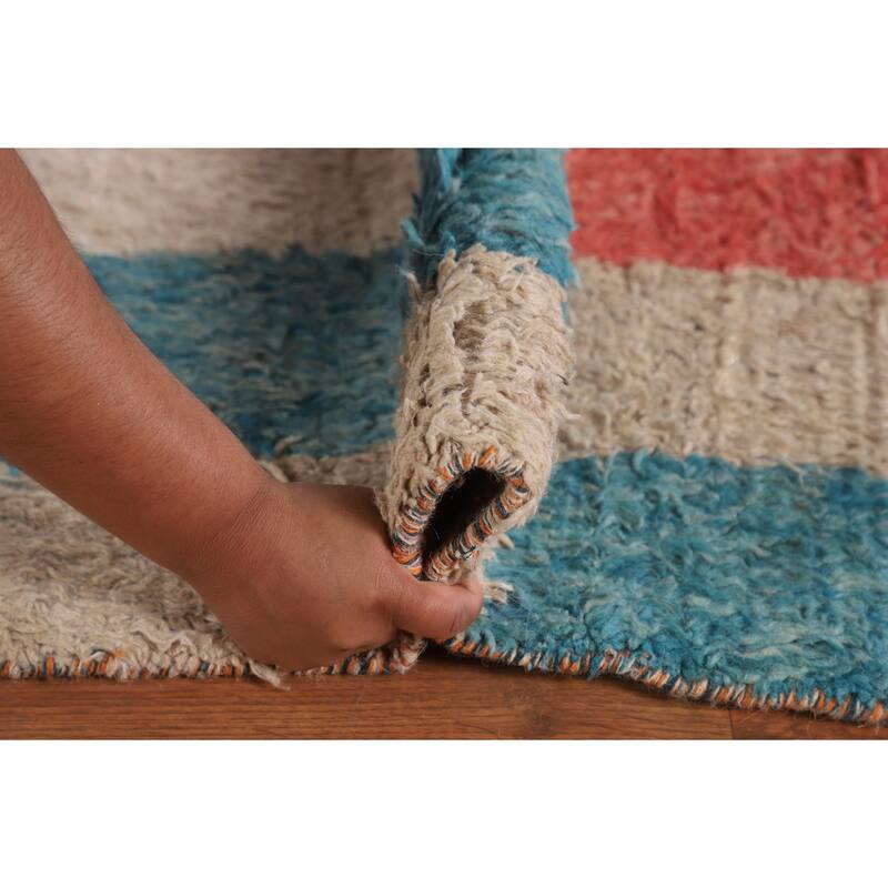 Plush Moroccan Geometric Area Rug Handmade Wool Carpet - 7'10" x 10'7"