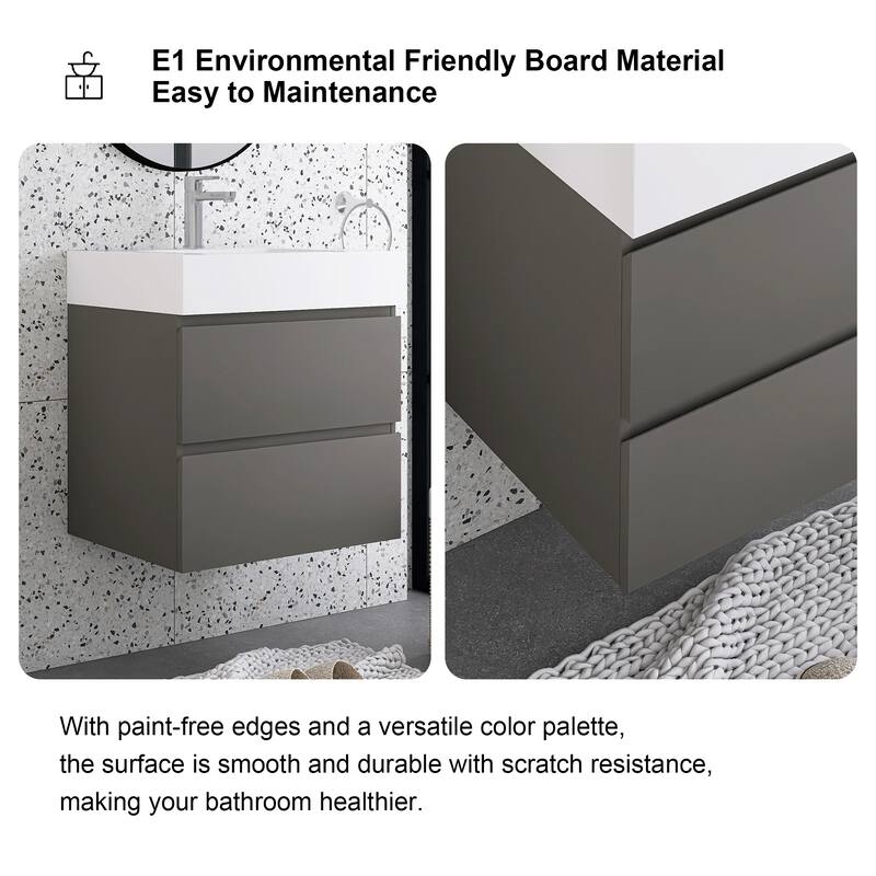 Floating Bathroom Vanity with Solid Surface Top