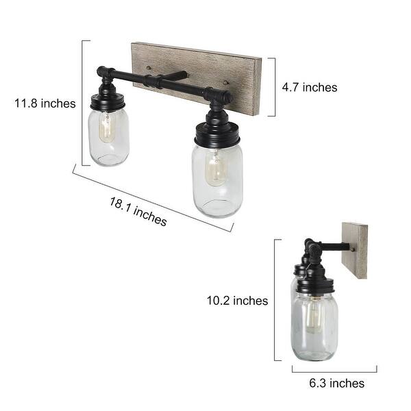 Carbon Loft Vawdrey 2-light Black Wall Sconces Distressed Faux Wood Bathroom Vanity Lights - N/A