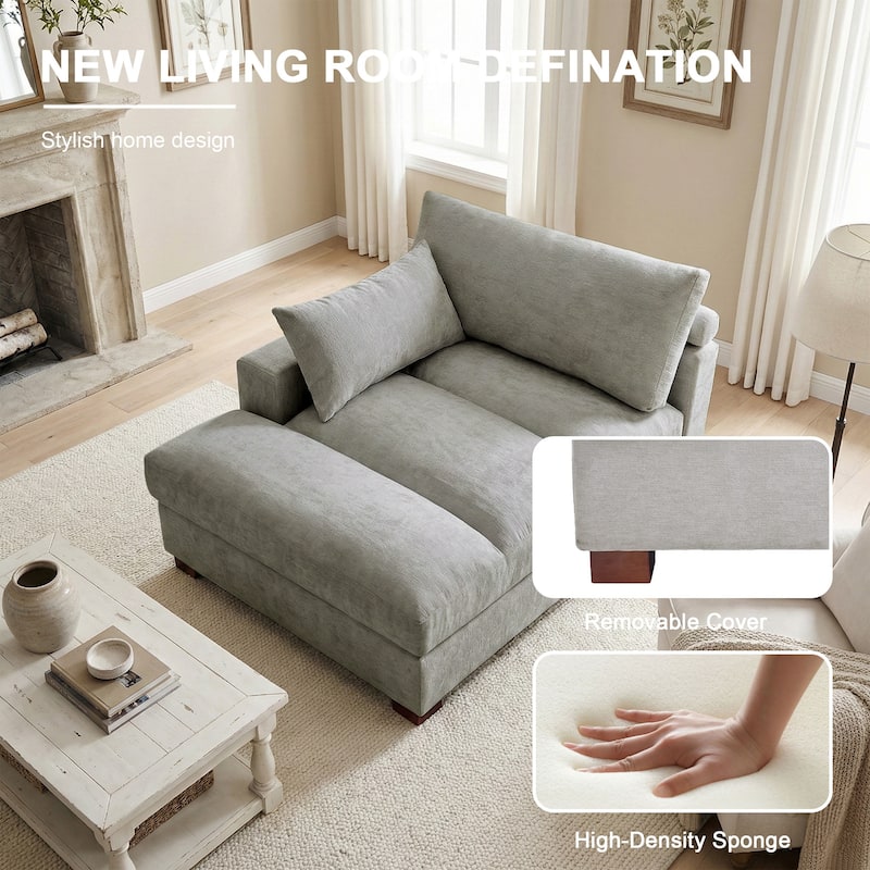 42"W Chenille Upholstered Chaise Lounge