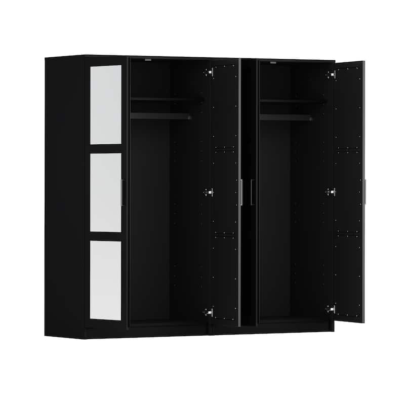 Palace Imports 100% Solid Wood 4-Door Urban Wardrobe Armoire with Mirrored Doors