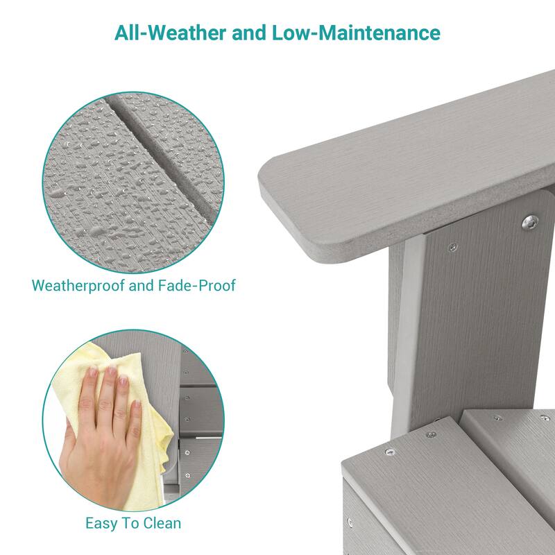 BONOSUKI Patio Folding Adirondack Chair,Waterproof HIPS,Wide Armrests