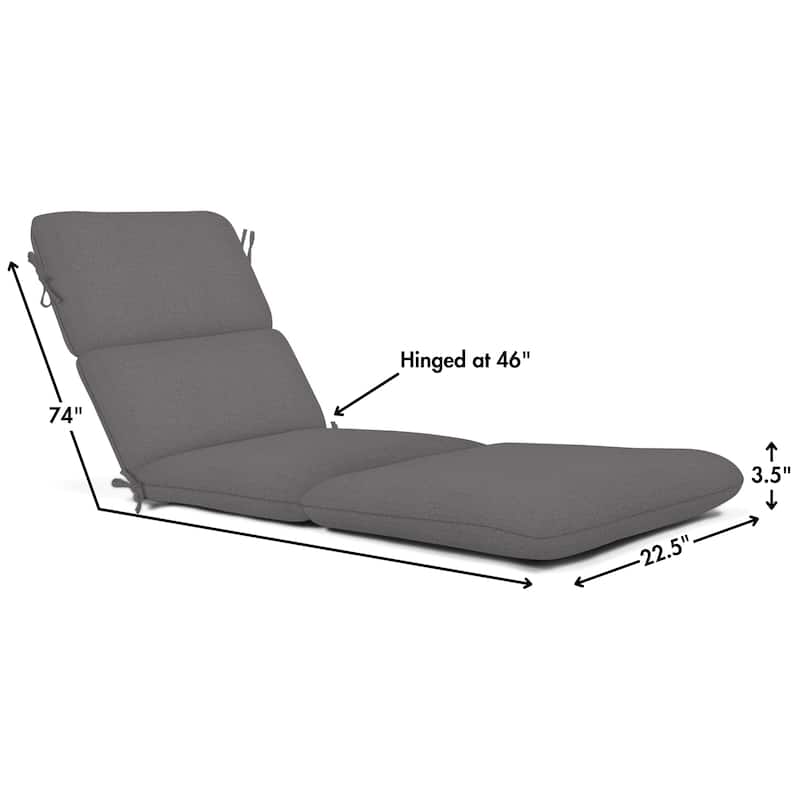 Casual Cushion Sunbrella® Fabric 1-Piece Outdoor Chaise Cushion, 22.5"W x 74"L - 22.5"W x 74"L