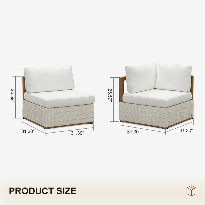 PURPLE LEAF GLFSF L-Shaped White sofa Outdoor Couch for Yard Porch Deck Patio Conversation Sets