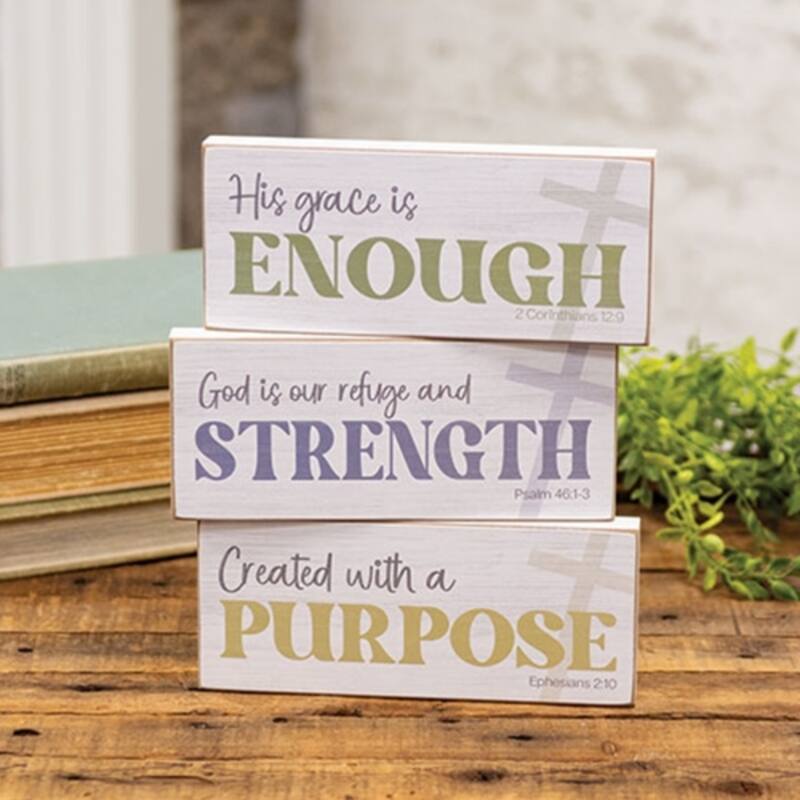 Created With A Purpose Rectangle Blocks Inspirational Decor- 3 Asstd. - 7” x 0.75” x 3”
