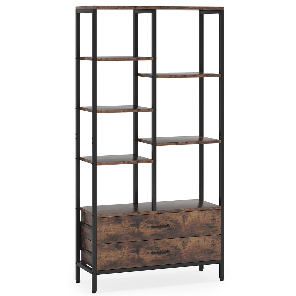 Dropship Home Office 4-Tier Bookshelf, Simple Industrial Bookcase Standing  Shelf Unit Storage Organizer With 4 Open Storage Shelves And Two Drawers,  Brown to Sell Online at a Lower Price