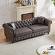preview thumbnail 13 of 29, Oaks Aura 85.5in. Modern Fabric Chesterfield Sofa with Rolled Arms, 3 Seater Sofa with Button Design and 2 Cushions Grey