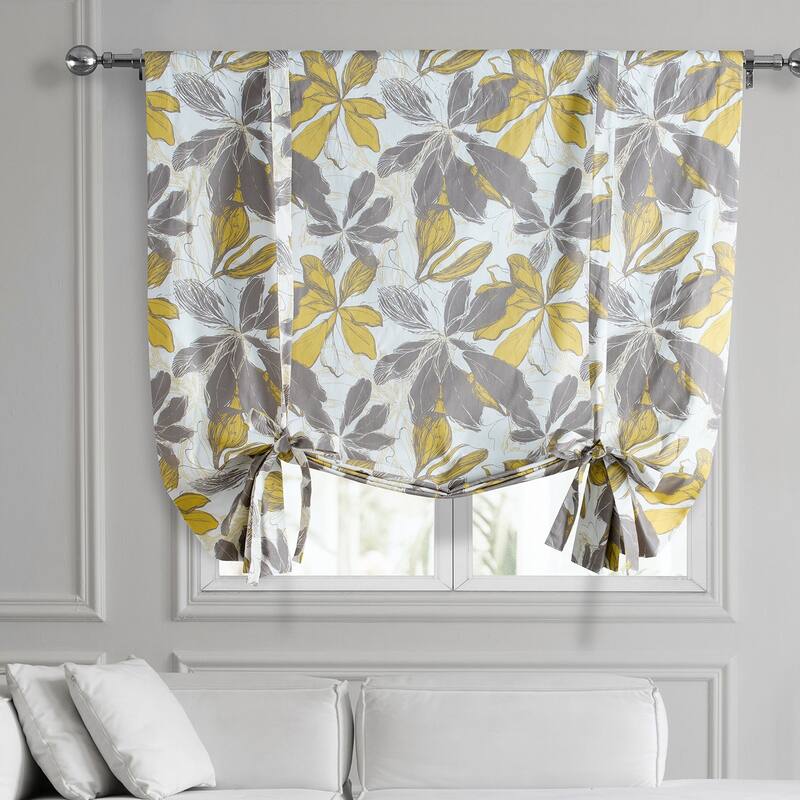 Exclusive Fabrics Sunny Day Gold Printed Cotton Tie-Up Window Shade (1 Panel) - 46 X 63 - 46 X 63 - Sunny Day Gold
