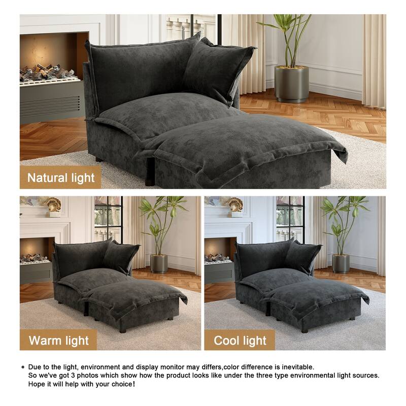 Modern Cloud Chaise Longue Accent Chair with Ottoman set