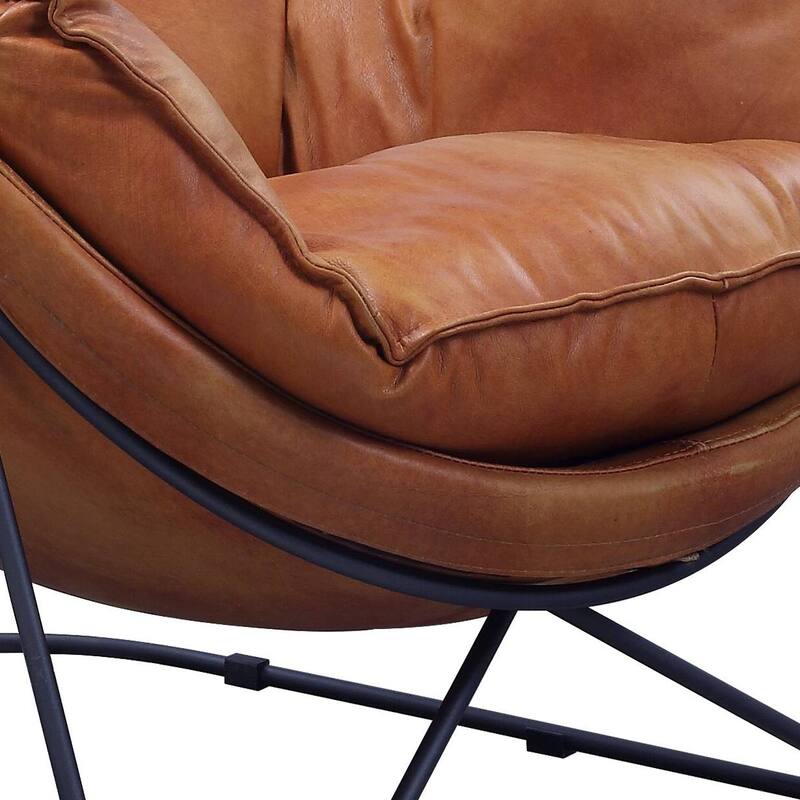 Doyle Aperol and Black Wingback Accent Chair