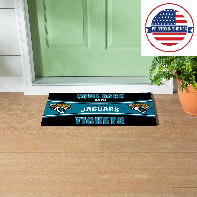 Jacksonville Jaguars 28 in. x 16 in. PVC "Come Back With Tickets" Trapper Door Mat
