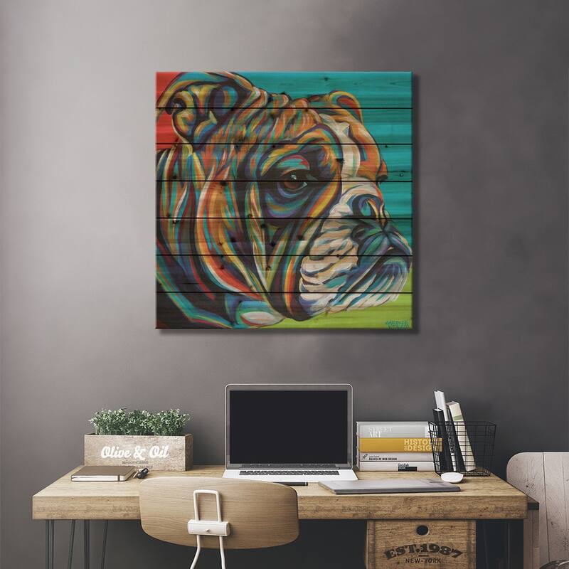 Dog Friend I Print On Wood by Carolee Vitaletti - Multi-Color