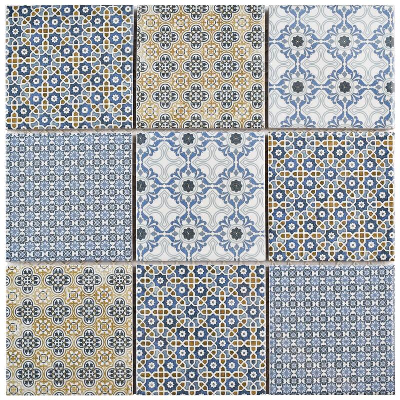Merola Tile Classico 4" Square Mix 11-5/8" x 11-5/8" Porcelain Mosaic Floor and Wall Tile