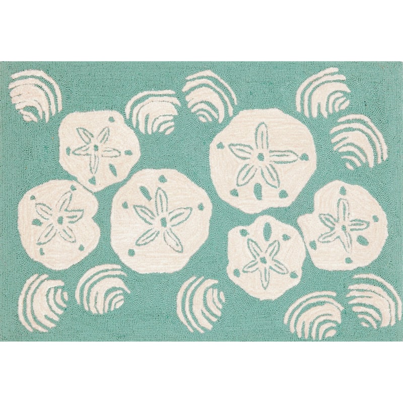 Liora Manne Frontporch Shell Toss Indoor/Outdoor Mat - 30" x 48" - Aqua