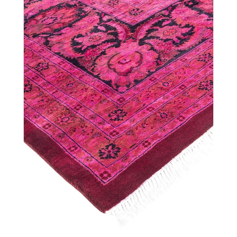 Overton Handknotted Wool Vintage Inspired Contemporary Overdyed Purple Area Rug - 17' 8" x 12' 3"