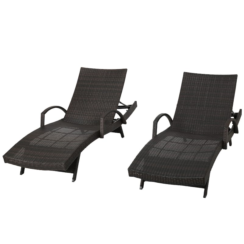 Toscana Wicker Outdoor Armed Chaise Lounge Chair (Set of 2) by Christopher Knight Home - 79.25"L x 27.50"W x 15.00"H