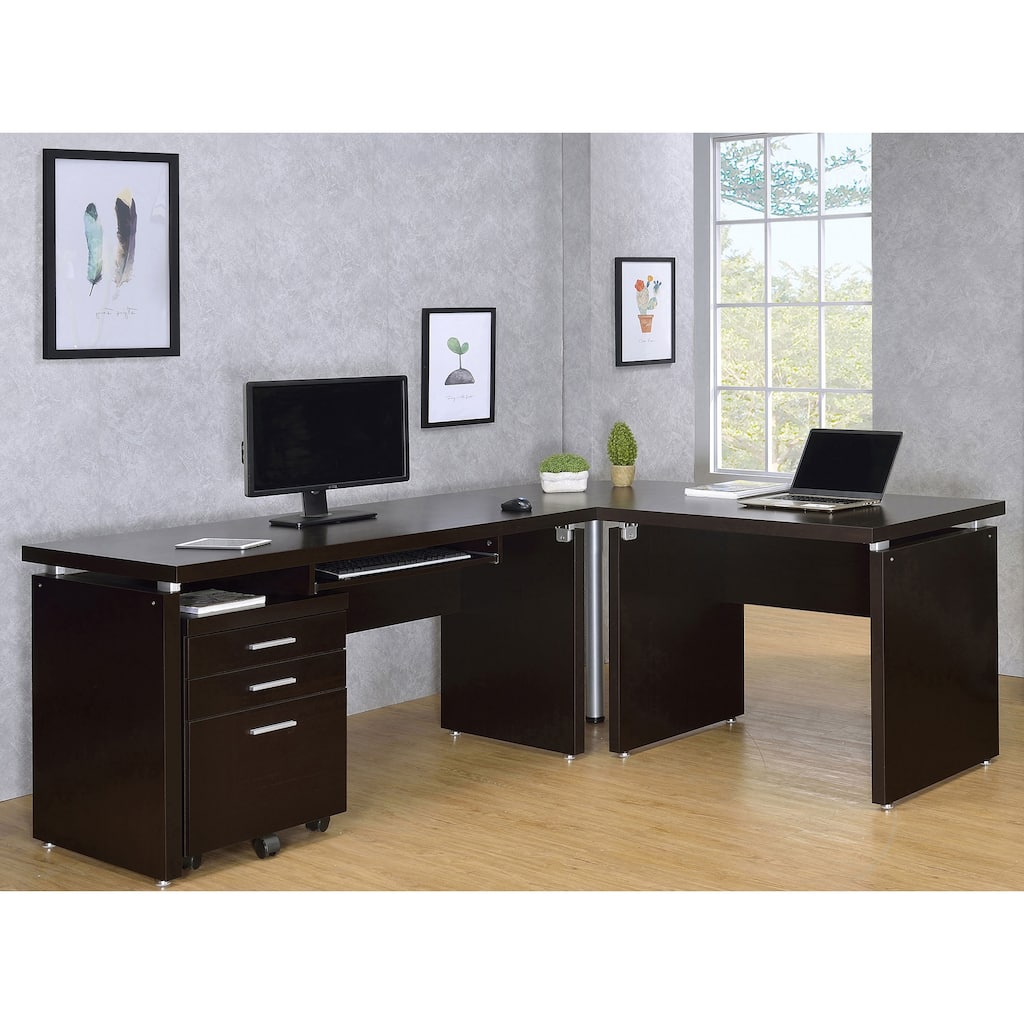 Ulloa Cappuccino L-Shape Desk with Mobile File Cabinet