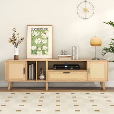 Farmhouse Style Rattan TV Stand for Living room