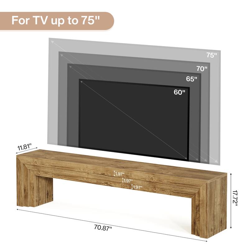 70.9" Extra Long Wooden TV Stand for 75-Inch TVs, Entertainment Center Media Console for Living Room