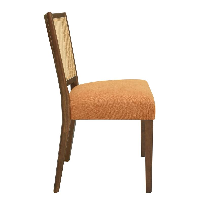 Mid-Century Modern Dining Chair with Rattan Back(Set of 2)