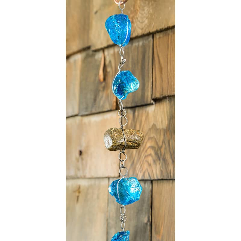 71" Blue Glass Rain Chain