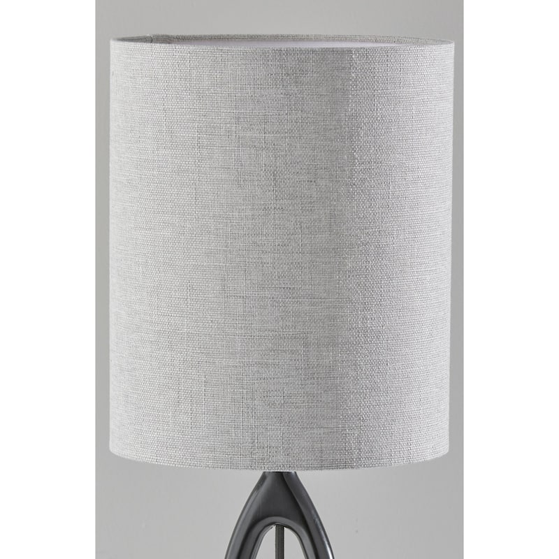 HomeRoots 28" Black Solid Wood Round Table Lamp With Gray Drum Shade - 10