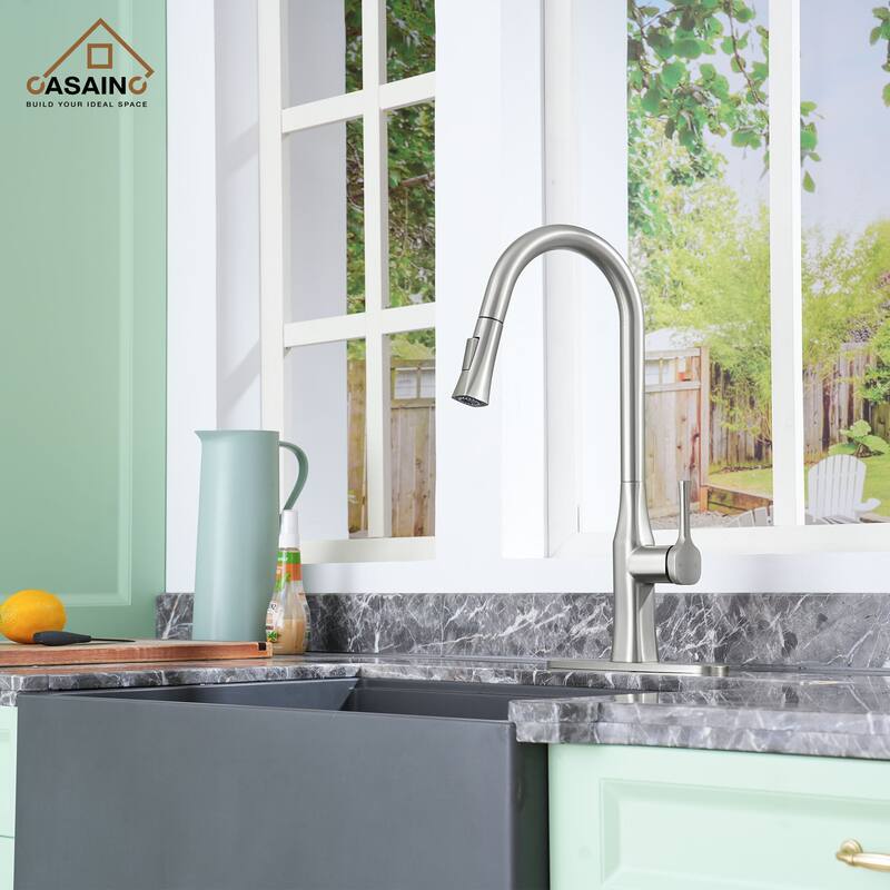 Stainless Steel Single Handle Pull Down Sprayer Kitchen Faucet