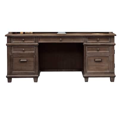 Carson Credenza, Wood Office Desk, Writing Table, Gray