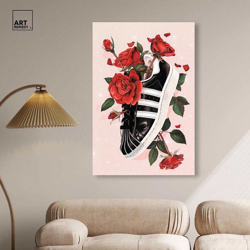 Sporty Sneaker Flowers Canvas by Art Remedy, Gallery Wrapped