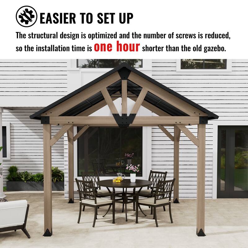 10 x 12 ft. Wood Gazebo Cedar Framed Wooden Gazebo