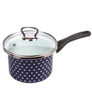STP Goods Blue Polka Dot Enamel on Steel 1.6-quart Saucepan w/Lid